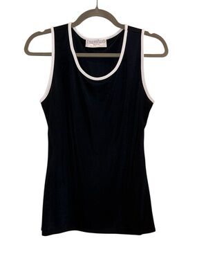 I Gabbiani Italy Woman’s Blue Tank White Piping Lagenlook Tank sz M